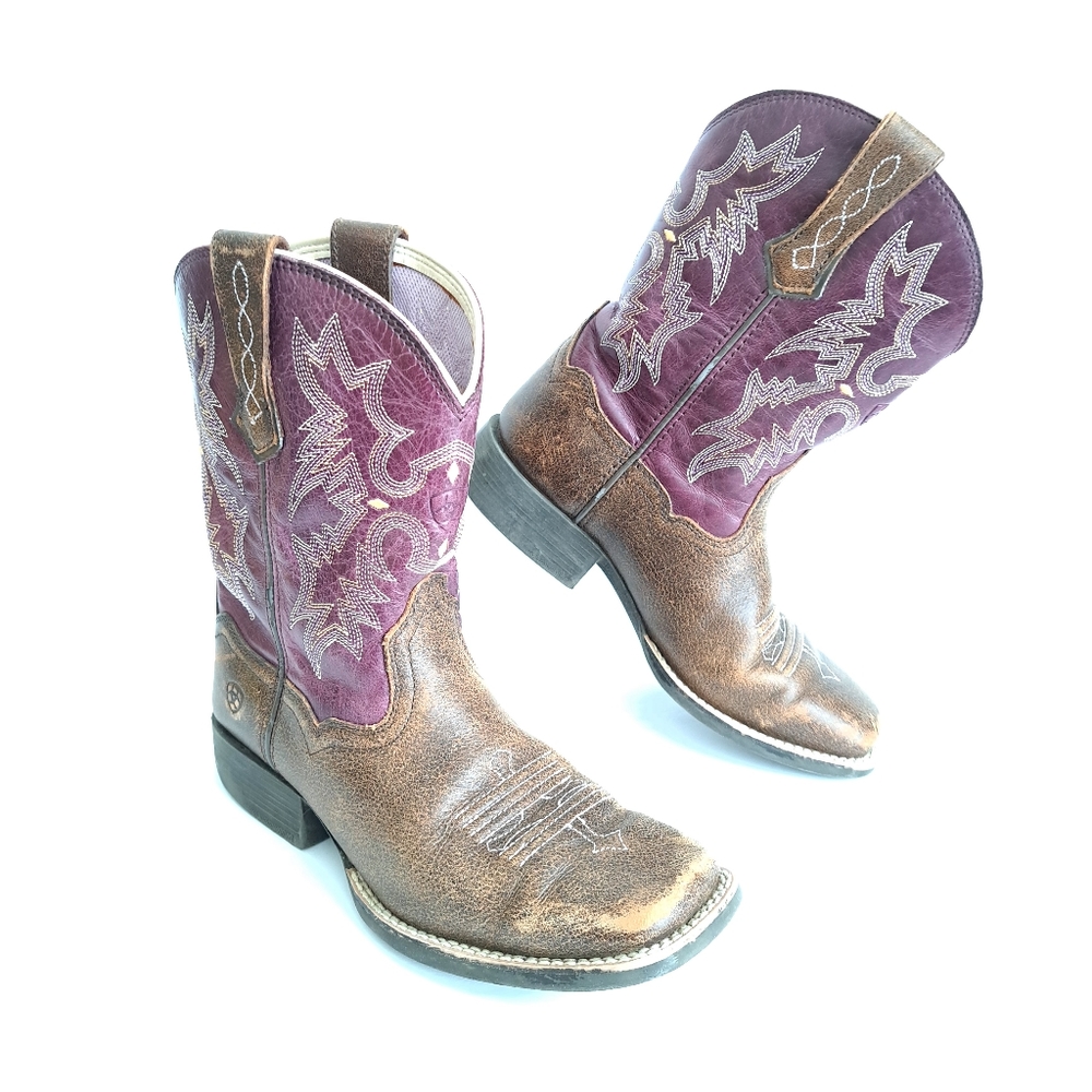 Ariat Tombstone Western Boot, Vintage Bomber big girl Unisex Youth sz 2 …